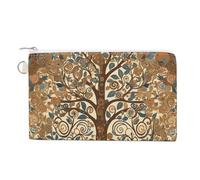 Canvas Coin Purse Cartoon Birds And Bees Small Wallets for Women Slim Wallet with Zipper Key Ring Cute Change Purse Small Zipper Pouch, Tree of Life, One Size, Pattern