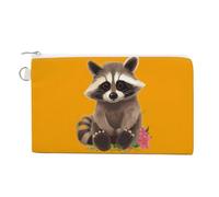 Canvas Coin Purse Cartoon Birds And Bees Small Wallets for Women Slim Wallet with Zipper Key Ring Cute Change Purse Small Zipper Pouch, raccoon, One Size, Pattern