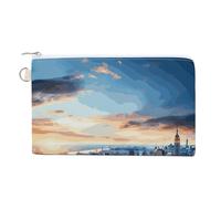 Canvas Coin Purse Christmas Winter Happy Scene Small Wallets for Women Slim Wallet with Zipper Key Ring Cute Change Purse Small Zipper Pouch, New York City Skyline, One Size, Pattern