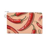 Canvas Coin Purse Clip Art Small Wallets for Women Slim Wallet with Zipper Key Ring Cute Change Purse Small Zipper Pouch, Chili Pepper Pattern, One Size, Pattern