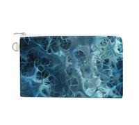 Canvas Coin Purse Color Chocolate Small Wallets for Women Slim Wallet with Zipper Key Ring Cute Change Purse Small Zipper Pouch, Blue Neuron Picture, One Size