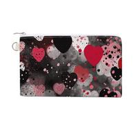 Canvas Coin Purse Colorful Tropical Leaves Pattern Small Wallets for Women Slim Wallet with Zipper Key Ring Cute Change Purse Small Zipper Pouch, Black Polka Dot Heart, One Size, Pattern
