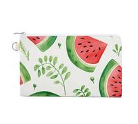 Canvas Coin Purse Dahlia Flower Small Wallets for Women Slim Wallet with Zipper Key Ring Cute Change Purse Small Zipper Pouch, Watermelon Pattern, One Size, Pattern