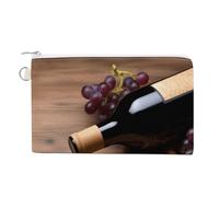 Canvas Coin Purse Fall Autumn Leaves Small Wallets for Women Slim Wallet with Zipper Key Ring Cute Change Purse Small Zipper Pouch, Wine Bottle Corks Grapes, One Size, Pattern