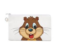 Canvas Coin Purse Fall Autumn Leaves Small Wallets for Women Slim Wallet with Zipper Key Ring Cute Change Purse Small Zipper Pouch, Cartoon Animated Beaver, One Size, Pattern