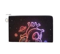Canvas Coin Purse Flower Color Pattern Small Wallets for Women Slim Wallet with Zipper Key Ring Cute Change Purse Small Zipper Pouch, Neon Heart Pattern, One Size, Pattern