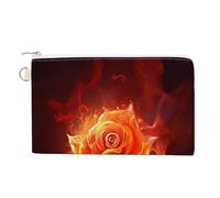 Canvas Coin Purse Flower Sunflower Small Wallets for Women Slim Wallet with Zipper Key Ring Cute Change Purse Small Zipper Pouch, Flame Rose, One Size, Pattern