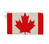 Canvas Coin Purse French Country Style Small Wallets for Women Slim Wallet with Zipper Key Ring Cute Change Purse Small Zipper Pouch, Retro Canada Flag Pattern, One size