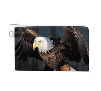 Canvas Coin Purse French Country Style Small Wallets for Women Slim Wallet with Zipper Key Ring Cute Change Purse Small Zipper Pouch, Bald Eagle, One Size