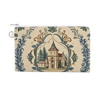 Canvas Coin Purse French Country Style Small Wallets for Women Slim Wallet with Zipper Key Ring Cute Change Purse Small Zipper Pouch, French Country Style, One Size
