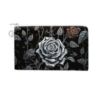 Canvas Coin Purse French Country Style Small Wallets for Women Slim Wallet with Zipper Key Ring Cute Change Purse Small Zipper Pouch, Rose gothic, One Size, Pattern