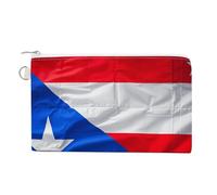 Canvas Coin Purse French Country Style Small Wallets for Women Slim Wallet with Zipper Key Ring Cute Change Purse Small Zipper Pouch, Puerto Rico Flag, One Size