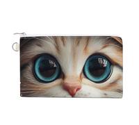 Canvas Coin Purse Fun Red Food Small Wallets for Women Slim Wallet with Zipper Key Ring Cute Change Purse Small Zipper Pouch, Cat with Big Eyes, One Size, Pattern