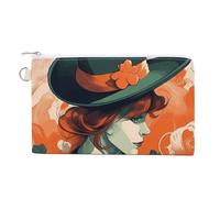 Canvas Coin Purse Fun Red Food Small Wallets for Women Slim Wallet with Zipper Key Ring Cute Change Purse Small Zipper Pouch, Profile Portrait of Person, One Size, Pattern