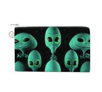 Canvas Coin Purse Giraffe At Sunset Small Wallets for Women Slim Wallet with Zipper Key Ring Cute Change Purse Small Zipper Pouch, Aliens, One Size