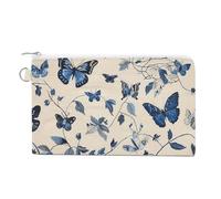 Canvas Coin Purse Light Yellow Fish Small Wallets for Women Slim Wallet with Zipper Key Ring Cute Change Purse Small Zipper Pouch, Butterflies and Moths, One Size, Pattern