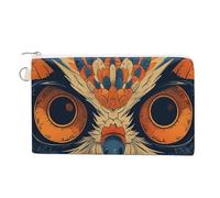 Canvas Coin Purse Light Yellow Fish Small Wallets for Women Slim Wallet with Zipper Key Ring Cute Change Purse Small Zipper Pouch, Retro Color Owl, One Size, Pattern