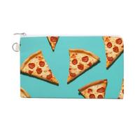 Canvas Coin Purse Linear Texture Beige Small Wallets for Women Slim Wallet with Zipper Key Ring Cute Change Purse Small Zipper Pouch, Green Pizza Slices, One Size, Pattern