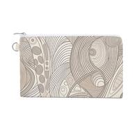 Canvas Coin Purse Linear Texture Beige Small Wallets for Women Slim Wallet with Zipper Key Ring Cute Change Purse Small Zipper Pouch, Linear Texture Beige, One Size, Pattern