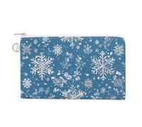 Canvas Coin Purse Native American Small Wallets for Women Slim Wallet with Zipper Key Ring Cute Change Purse Small Zipper Pouch, Winter snowflakes, One Size