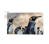 Canvas Coin Purse Pug Pizza Small Wallets for Women Slim Wallet with Zipper Key Ring Cute Change Purse Small Zipper Pouch, Sea Penguin, One Size, Pattern