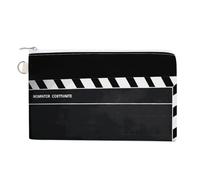 Canvas Coin Purse Rainbow Colored Swirl Small Wallets for Women Slim Wallet with Zipper Key Ring Cute Change Purse Small Zipper Pouch, Classic Movie Clapboard Black, One Size, Pattern