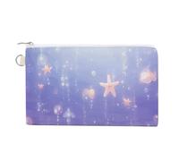 Canvas Coin Purse Red Theme Leaves Small Wallets for Women Slim Wallet with Zipper Key Ring Cute Change Purse Small Zipper Pouch, Stars and Shells, One Size, Pattern