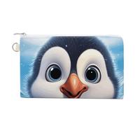 Canvas Coin Purse Rustic Lodge Bear Small Wallets for Women Slim Wallet with Zipper Key Ring Cute Change Purse Small Zipper Pouch, cartoon cute penguin, One Size, Pattern