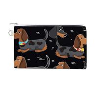 Canvas Coin Purse Sea Shell Treasures Small Wallets for Women Slim Wallet with Zipper Key Ring Cute Change Purse Small Zipper Pouch, I Love My Dog Dachshunds, One Size