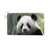 Canvas Coin Purse Sea Shell Treasures Small Wallets for Women Slim Wallet with Zipper Key Ring Cute Change Purse Small Zipper Pouch, Lovely Panda, One Size