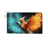 Canvas Coin Purse Sea Shell Treasures Small Wallets for Women Slim Wallet with Zipper Key Ring Cute Change Purse Small Zipper Pouch, Fire and water phoenix, One Size