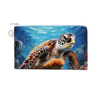 Canvas Coin Purse Sea Shell Treasures Small Wallets for Women Slim Wallet with Zipper Key Ring Cute Change Purse Small Zipper Pouch, Sea Turtles Diamond Painting, One Size