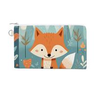 Canvas Coin Purse Shih Tzu Dog And Flowers Small Wallets for Women Slim Wallet with Zipper Key Ring Cute Change Purse Small Zipper Pouch, Fox and Heart, One Size, Pattern