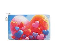 Canvas Coin Purse Skull Art Style Small Wallets for Women Slim Wallet with Zipper Key Ring Cute Change Purse Small Zipper Pouch, Heart Shaped Drawing, One Size, Pattern
