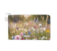 Canvas Coin Purse Truck Creative Pattern Small Wallets for Women Slim Wallet with Zipper Key Ring Cute Change Purse Small Zipper Pouch, Flowers in the Field, One Size, Pattern