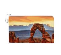 Canvas Coin Purse Two Pugs Wearing Hats Small Wallets for Women Slim Wallet with Zipper Key Ring Cute Change Purse Small Zipper Pouch, Arches National Park, One size