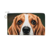 Canvas Coin Purse Valentine Hearts Golden Butterfly Small Wallets for Women Slim Wallet with Zipper Key Ring Cute Change Purse Small Zipper Pouch, Beagle Dog, One Size