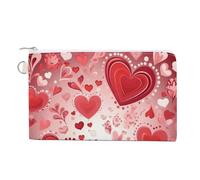 Canvas Coin Purse Valentine Hearts Golden Butterfly Small Wallets for Women Slim Wallet with Zipper Key Ring Cute Change Purse Small Zipper Pouch, Valentine pattern, One size