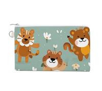 Canvas Coin Purse Vintage Mandala Flowers Small Wallets for Women Slim Wallet with Zipper Key Ring Cute Change Purse Small Zipper Pouch, Cartoon Animal Patterns, One Size, Pattern