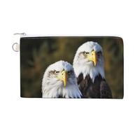 Canvas Coin Purse Wine on Ice Small Wallets for Women Slim Wallet with Zipper Key Ring Cute Change Purse Small Zipper Pouch, White Head Eagle, One Size, Pattern
