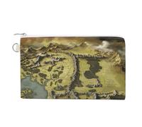 Canvas Coin Purse Winter Landscape Small Wallets for Women Slim Wallet with Zipper Key Ring Cute Change Purse Small Zipper Pouch, Middle Earth Map, One Size, Pattern
