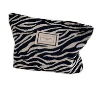Canvas Cosmetic Bag, 27x22cm Canvas Cosmetic Leopard Make Up Bag, Portable Travel Makeup Pouch with Zipper, Toiletry Bag Handbags for Women Girls- Zebra Print