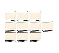 Canvas Cosmetic Bag Blank DIY Craft Bag Multipurpose Portable Travel Makeup Pencil Case Storage Jewelry Toy Bag with Black Lanyard Durable Canvas Material 21x13.5cm 10PCS (White)