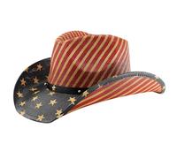 Canvas Cowboy Hat for Women Men Vintage USA American Flag Wide Brim Western Hat 2025 New