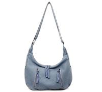Canvas Crescent Crossbody Bag Women Sling Shoulder Bag & Adjustable Strap (Blue)