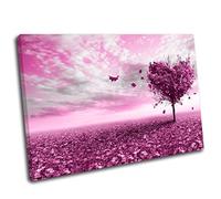 Canvas Culture - Love Heart Tree Landscape Canvas Art Print Box Framed Picture 29 Pink 45 x 30cm