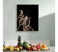 Canvas decorative print Modern Canvas Wall Art Foods Posters Canvas Print Painting for Kitchen Decoration Gold Champagne art Pictures For Dining Room 20x28inch