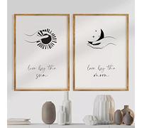 Canvas Decorative PrintsBedroom Wall Art Minimalist Canvas Print Poster - Live by the Sun Love by the Moon Typography Canvas Painting Modern Wall Decor-30x40cm
