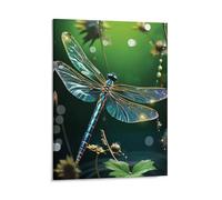 Canvas Dragonfly Green Wall Art Modern Framed Print Painting Artwork Minimalist Pictures Decor Classic Home Wall Decoration Ready to Hang for Living Room Bedroom Office