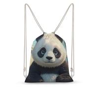 Canvas Drawstring Backpack Pull String Bags Anime Panda Face Drawstring Backpack Bag for Women Men Sports Gym